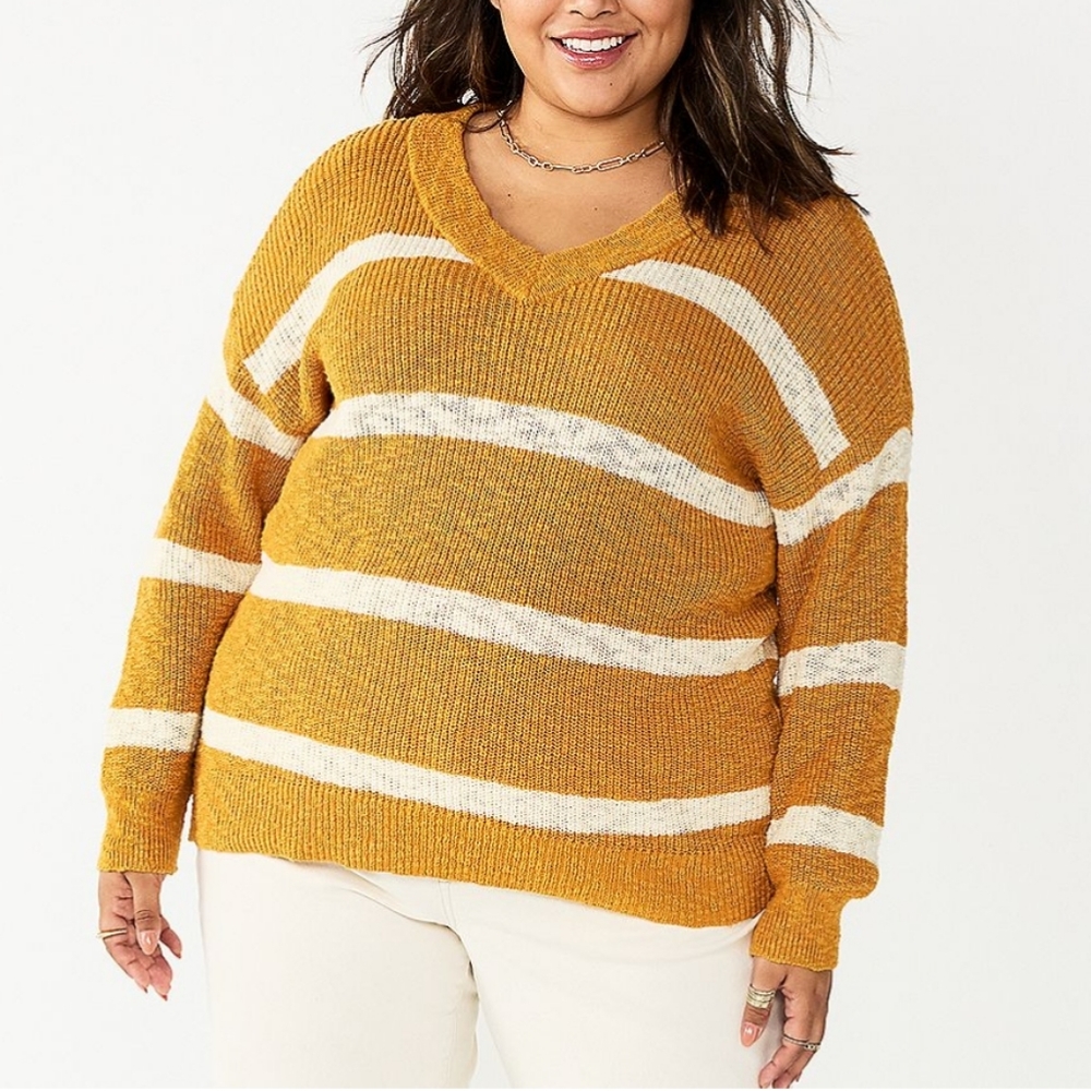 Striped sweater womens sz 1x cotton fall